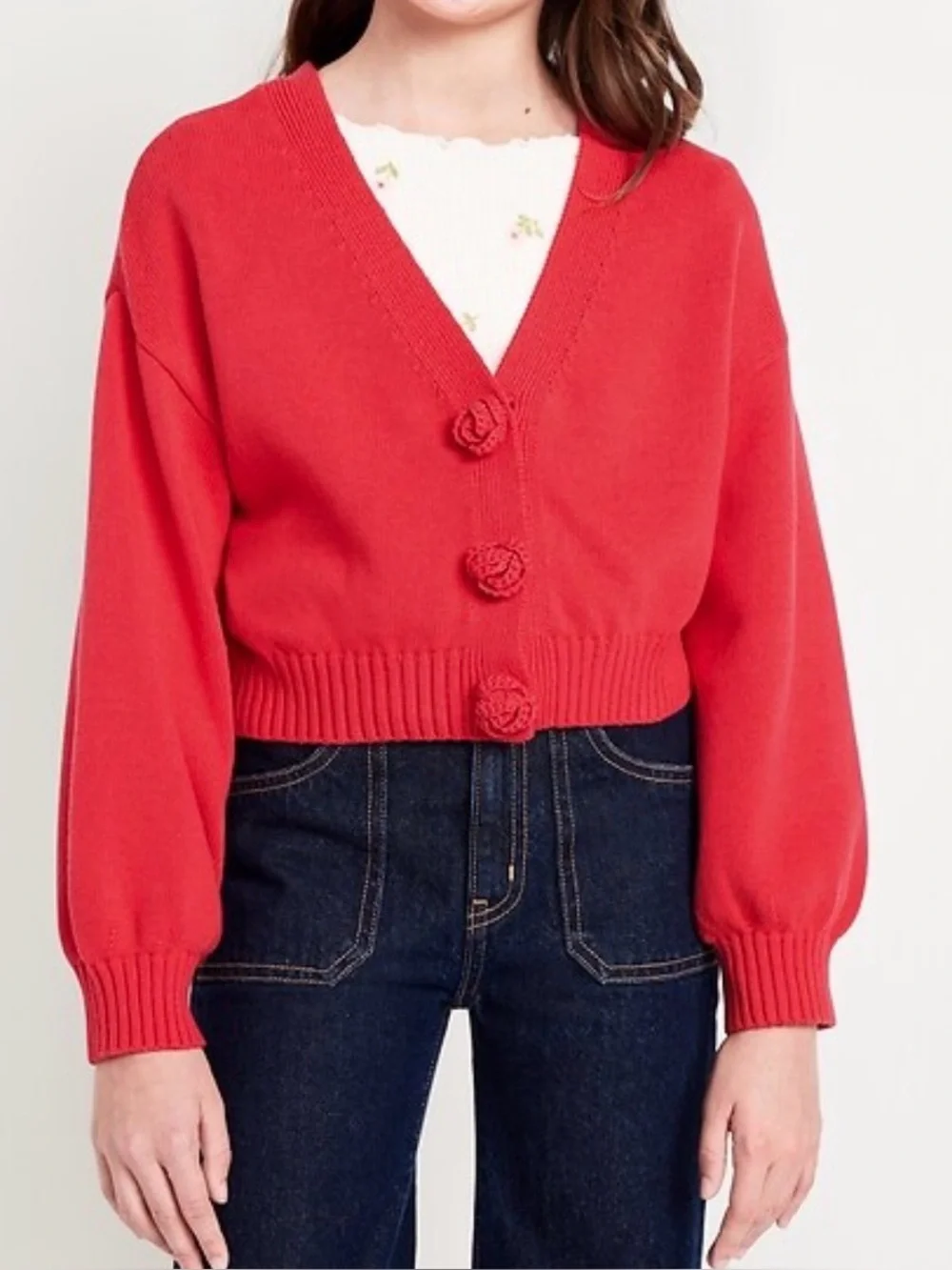 Old Navy Girls Printed Button-Front Cardigan Sweater (Size: XXL Plus)